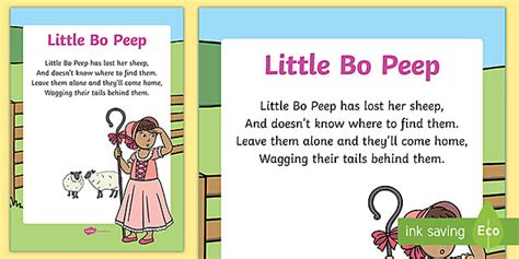 little bo peep lyrics nursery rhyme